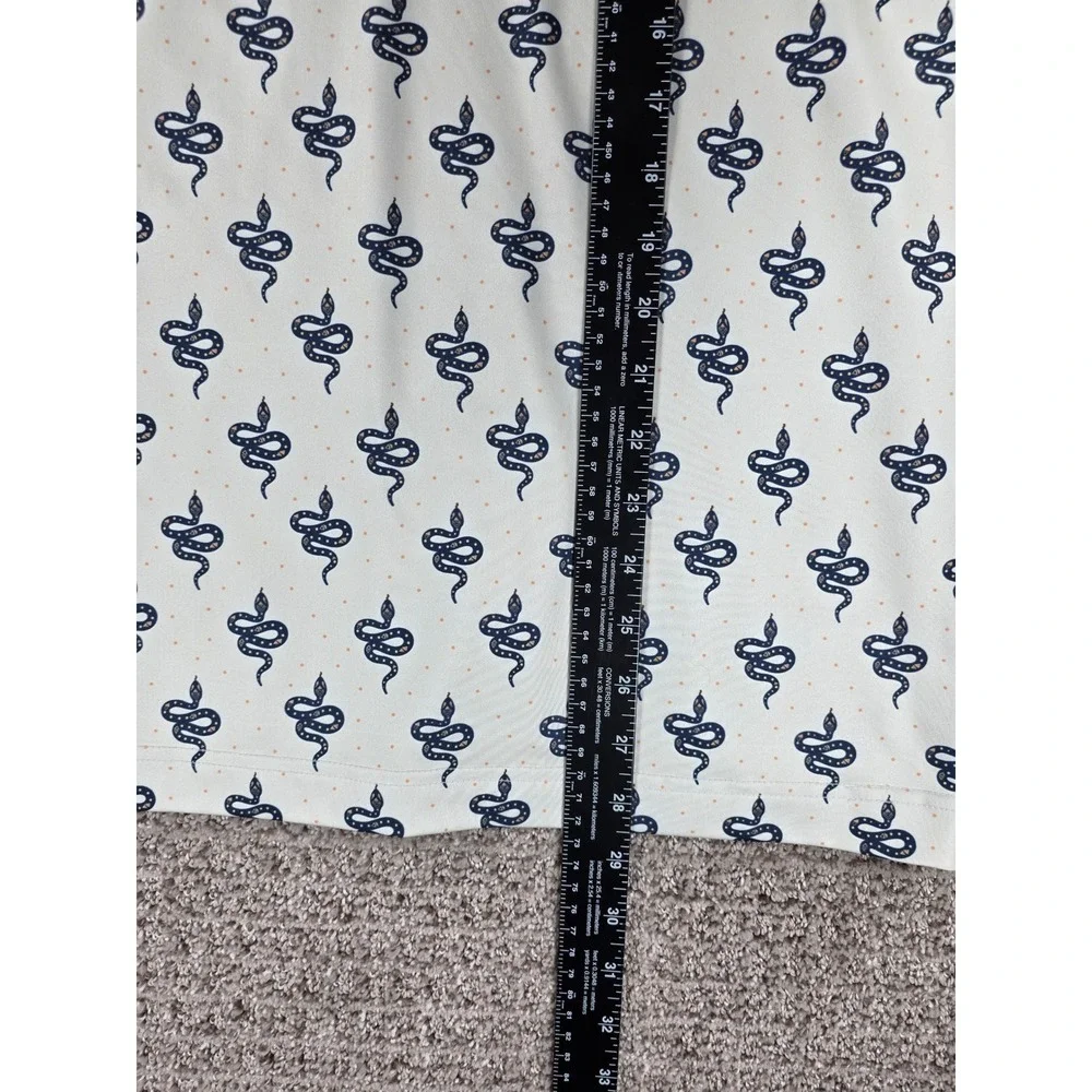 Waggle Golf Mens Snake Pattern Polo Shirt White Blue Size Medium Short Sleeve - Picture 7 of 7